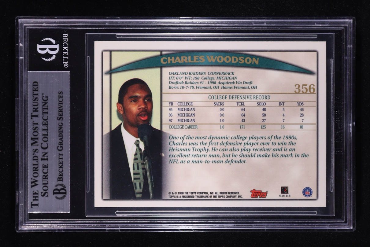 Charles Woodson 1998 Topps #356 RC (BGS 9) at PristineAuction.com Charles Woodson 1998 Topps #356 RC (BGS 9) at PristineAuction.com