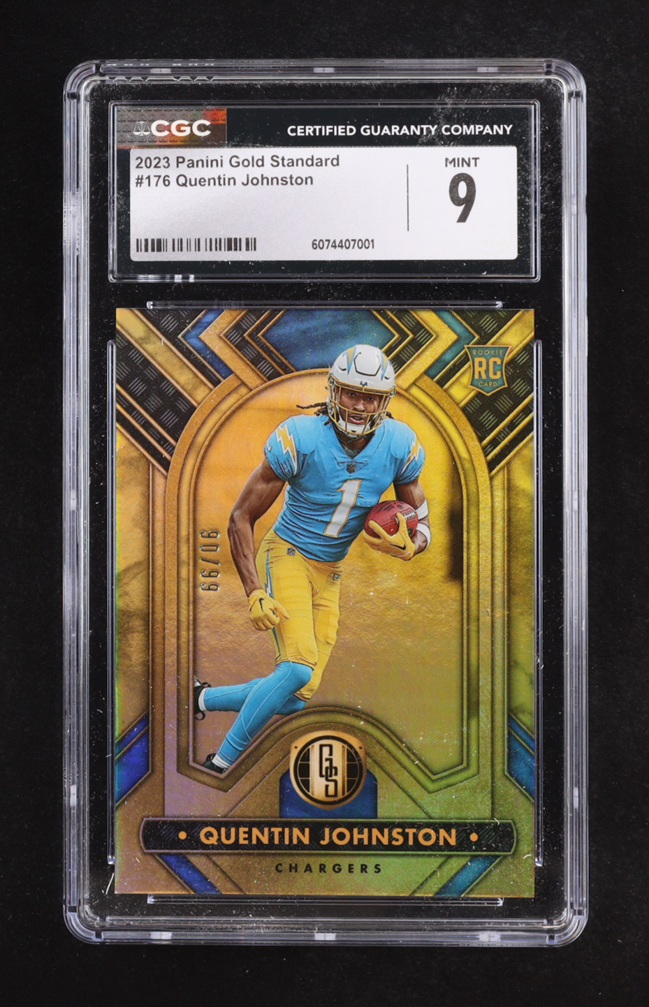 Quentin Johnston 2023 Panini Gold Standard #176 #90/99 RC (CGC 9) at PristineAuction.com Quentin Johnston 2023 Panini Gold Standard #176 #90/99 RC (CGC 9) at PristineAuction.com