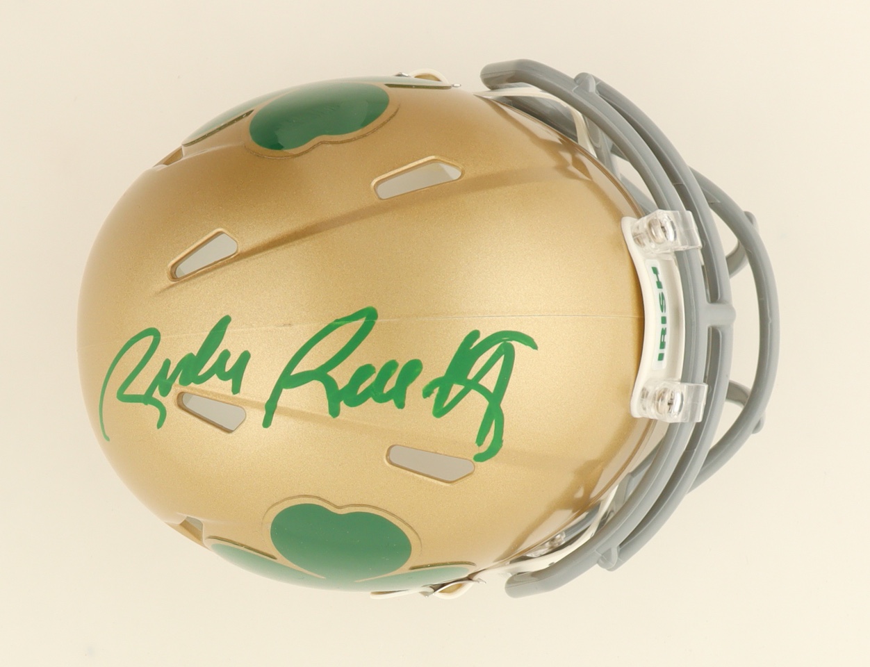 Rudy Ruettiger Signed Notre Dame Fighting Irish Mini Speed Helmet (Beckett) at PristineAuction.com Rudy Ruettiger Signed Notre Dame Fighting Irish Mini Speed Helmet (Beckett) at PristineAuction.com