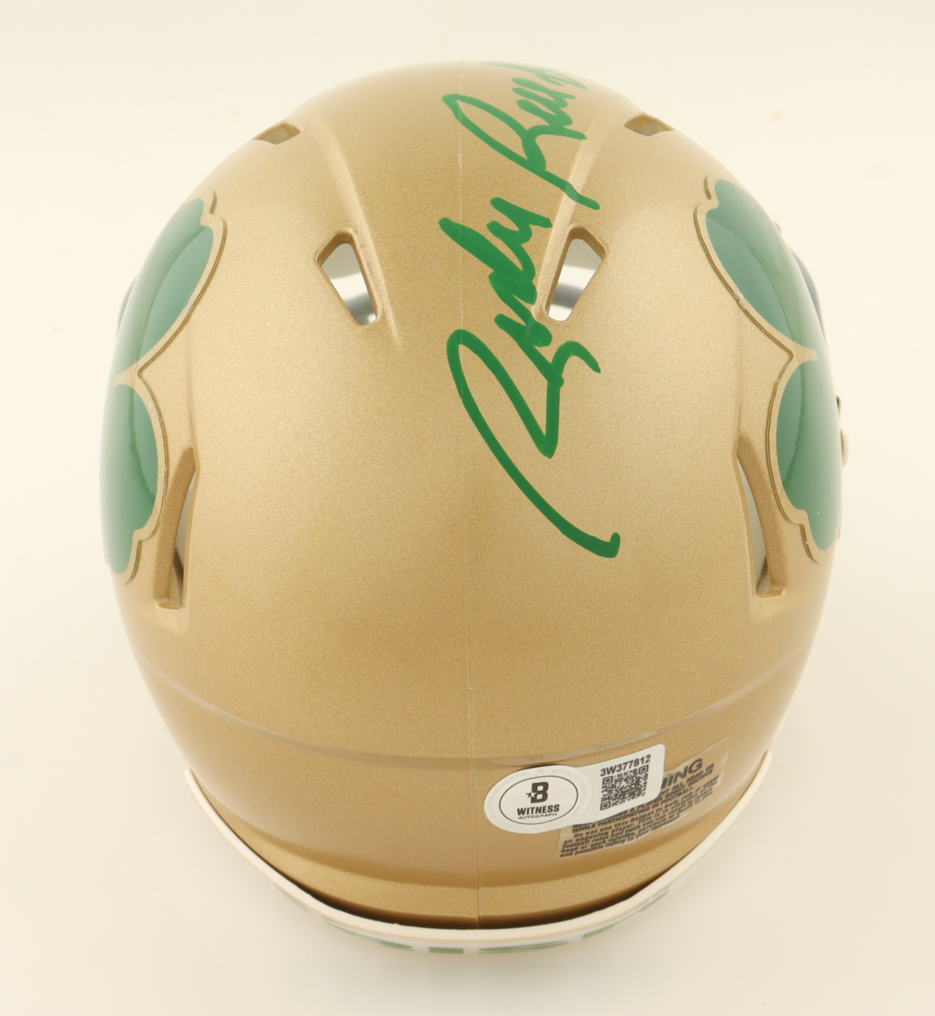 Rudy Ruettiger Signed Notre Dame Fighting Irish Mini Speed Helmet (Beckett) at PristineAuction.com Rudy Ruettiger Signed Notre Dame Fighting Irish Mini Speed Helmet (Beckett) at PristineAuction.com