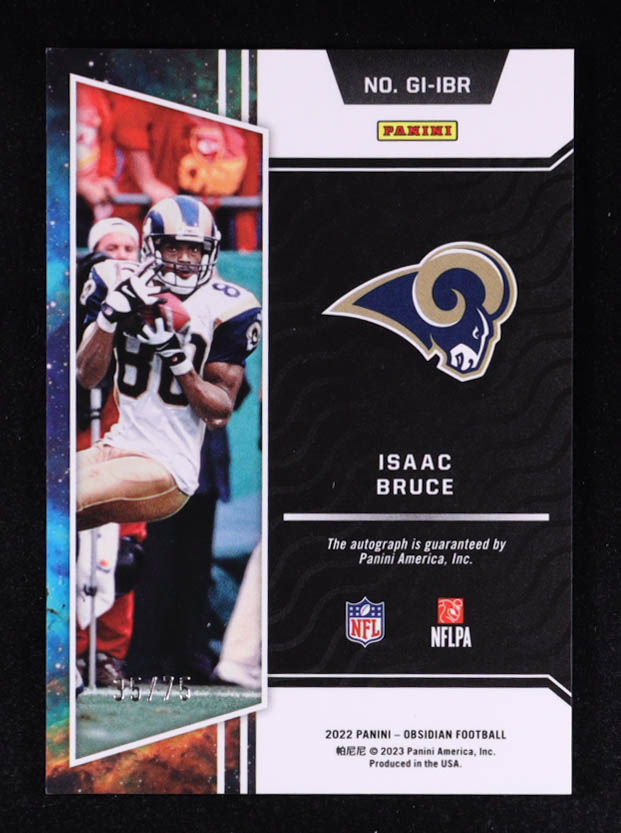 Isaac Bruce 2022 Panini Obsidian Galaxy Ink Electric Etch Orange #19 #35/75 at PristineAuction.com Isaac Bruce 2022 Panini Obsidian Galaxy Ink Electric Etch Orange #19 #35/75 at PristineAuction.com