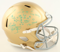 Rudy Ruettiger Signed Notre Dame Fighting Irish Full-Size Speed Helmet Inscribed "The Play" with Hand-Drawn Sketch (Beckett) at PristineAuction.com