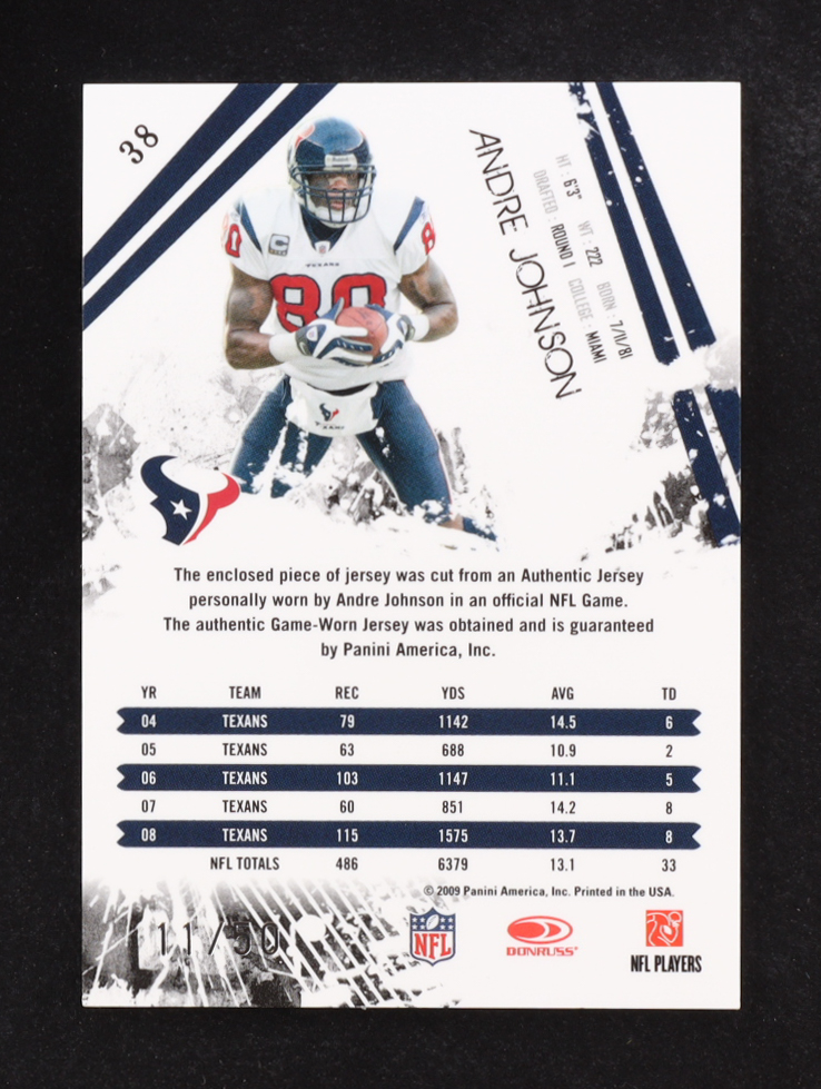 Andre Johnson 2009 Donruss Longevity #38 #11/50 at PristineAuction.com Andre Johnson 2009 Donruss Longevity #38 #11/50 at PristineAuction.com