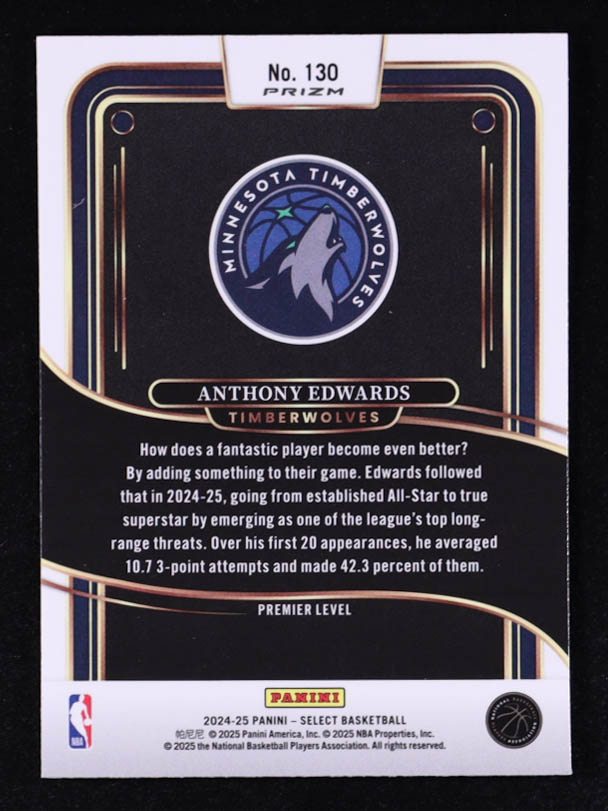 Anthony Edwards 2024-25 Select Red Cracked Ice Prizms #130 at PristineAuction.com Anthony Edwards 2024-25 Select Red Cracked Ice Prizms #130 at PristineAuction.com