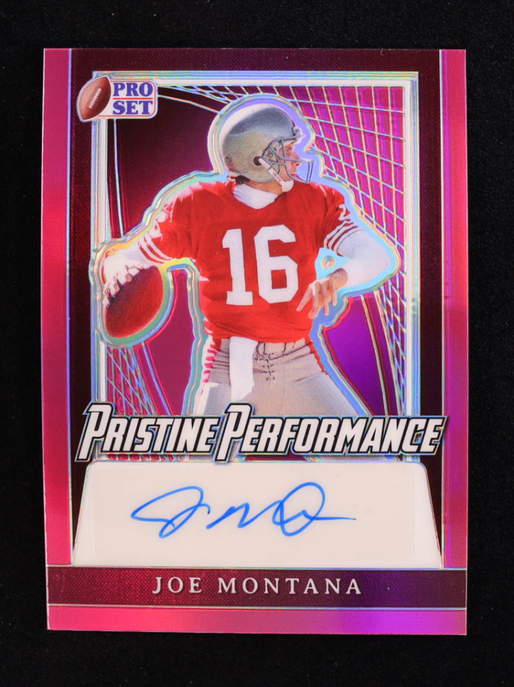 Joe Montana 2024 Leaf Metal Legacy Collection "Pristine Performance" #PP-JM10 Autograph Pink Prismatic SP Variation #/7