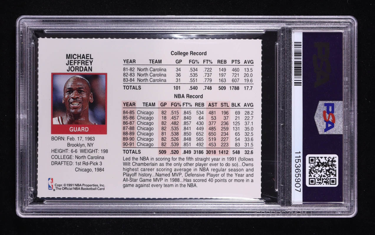 Michael Jordan 1991-92 Hoops Team Night Sheets #4A Chicago Bulls (PSA 9) at PristineAuction.com Michael Jordan 1991-92 Hoops Team Night Sheets #4A Chicago Bulls (PSA 9) at PristineAuction.com