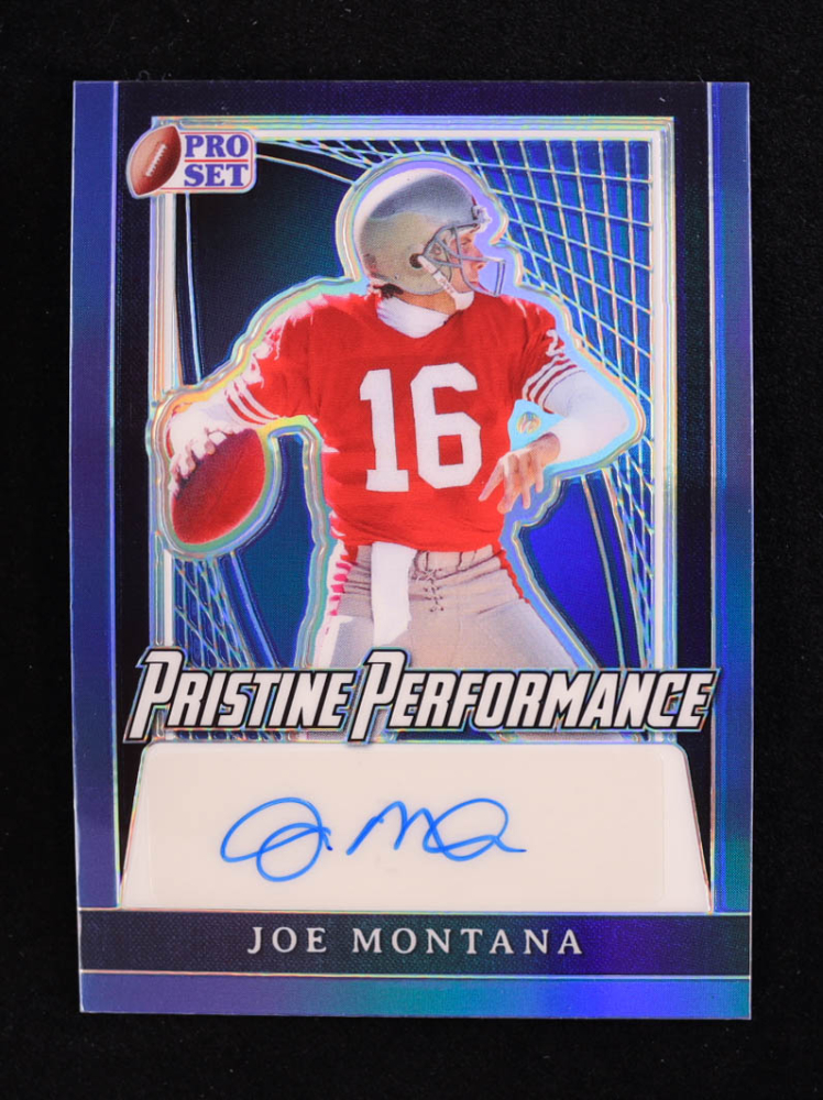 Joe Montana 2024 Leaf Metal Legacy Collection "Pristine Performance" #PP-JM10 Autograph Dark Blue Prismatic SP Variation #/5