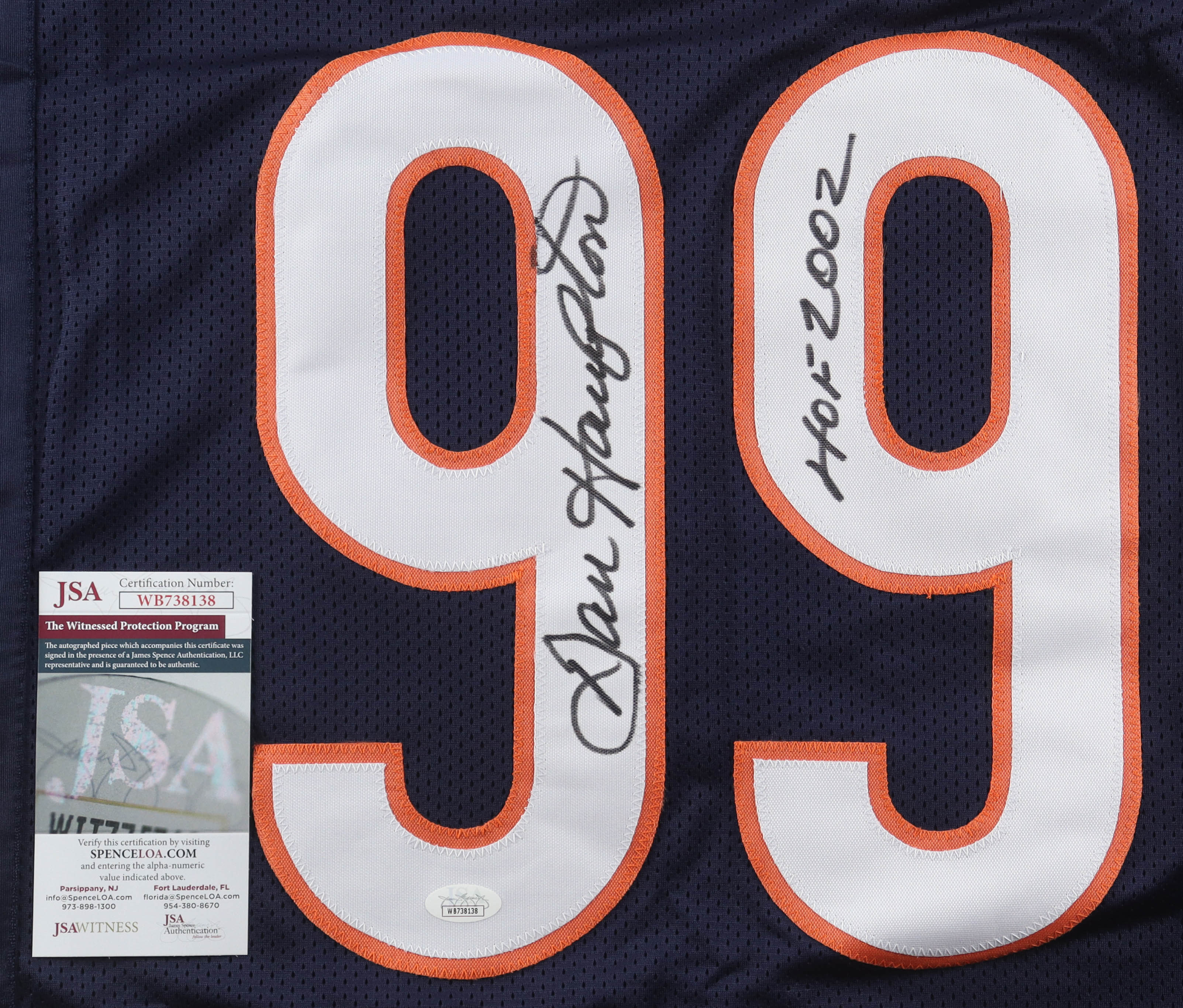 Dan Hampton Signed Jersey Inscribed "HOF 2002" (JSA) at PristineAuction.com Dan Hampton Signed Jersey Inscribed "HOF 2002" (JSA) at PristineAuction.com