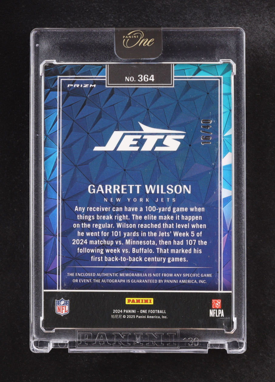 Garrett Wilson 2024 Panini One Wonderful Ones Autographs Green #364 #16/40 at PristineAuction.com Garrett Wilson 2024 Panini One Wonderful Ones Autographs Green #364 #16/40 at PristineAuction.com