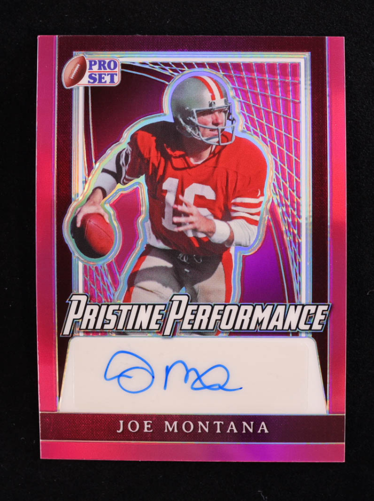 Joe Montana 2024 Leaf Metal Legacy Collection "Pristine Performance" #PP-JM9 Autograph Pink Prismatic SP Variation #/7