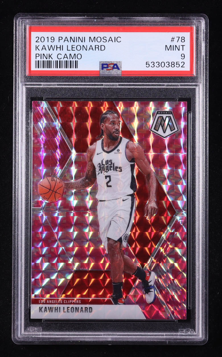 Kawhi Leonard 2019-20 Panini Mosaic Mosaic Pink Camo #78 (PSA 9) at PristineAuction.com Kawhi Leonard 2019-20 Panini Mosaic Mosaic Pink Camo #78 (PSA 9) at PristineAuction.com