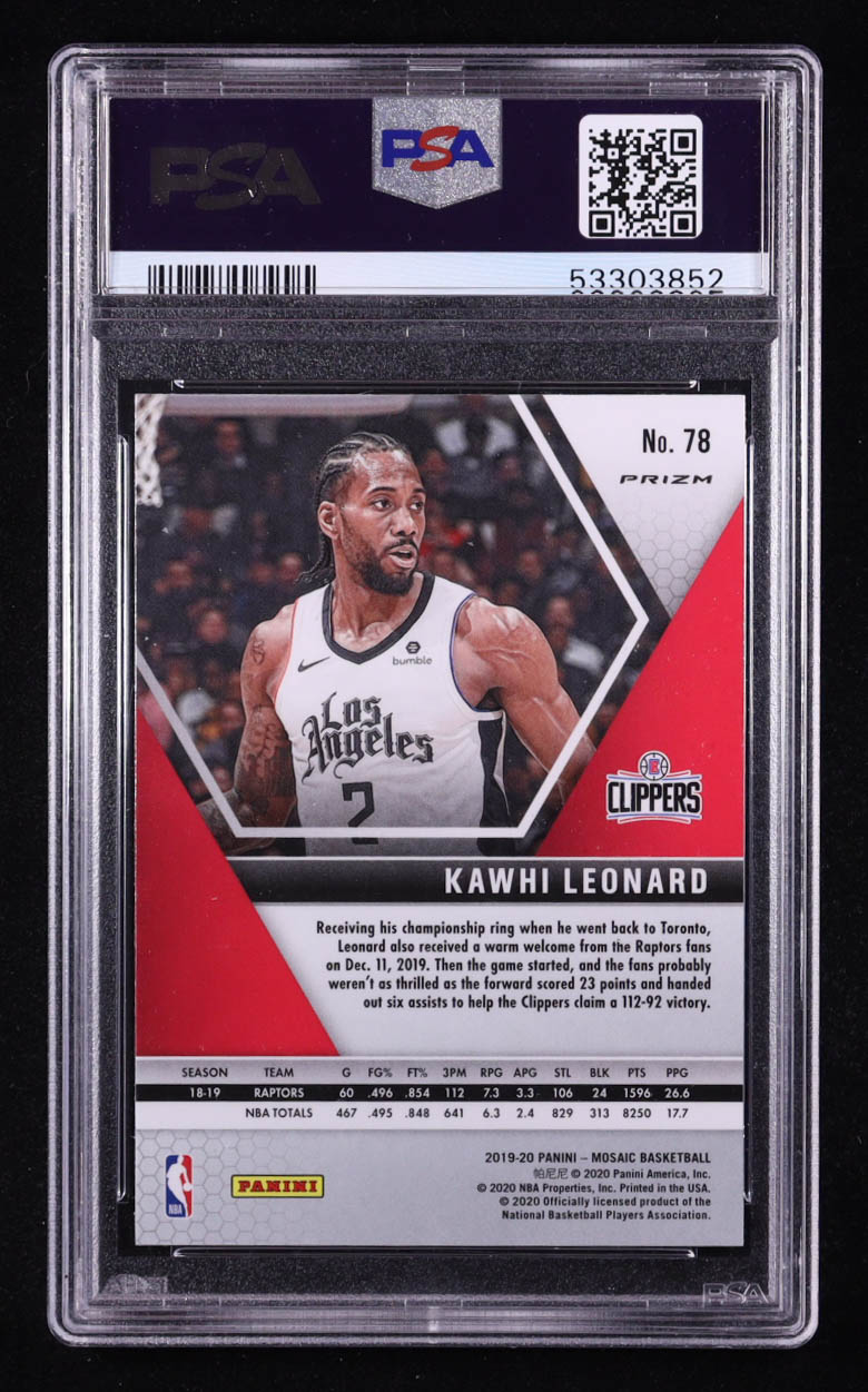 Kawhi Leonard 2019-20 Panini Mosaic Mosaic Pink Camo #78 (PSA 9) at PristineAuction.com Kawhi Leonard 2019-20 Panini Mosaic Mosaic Pink Camo #78 (PSA 9) at PristineAuction.com