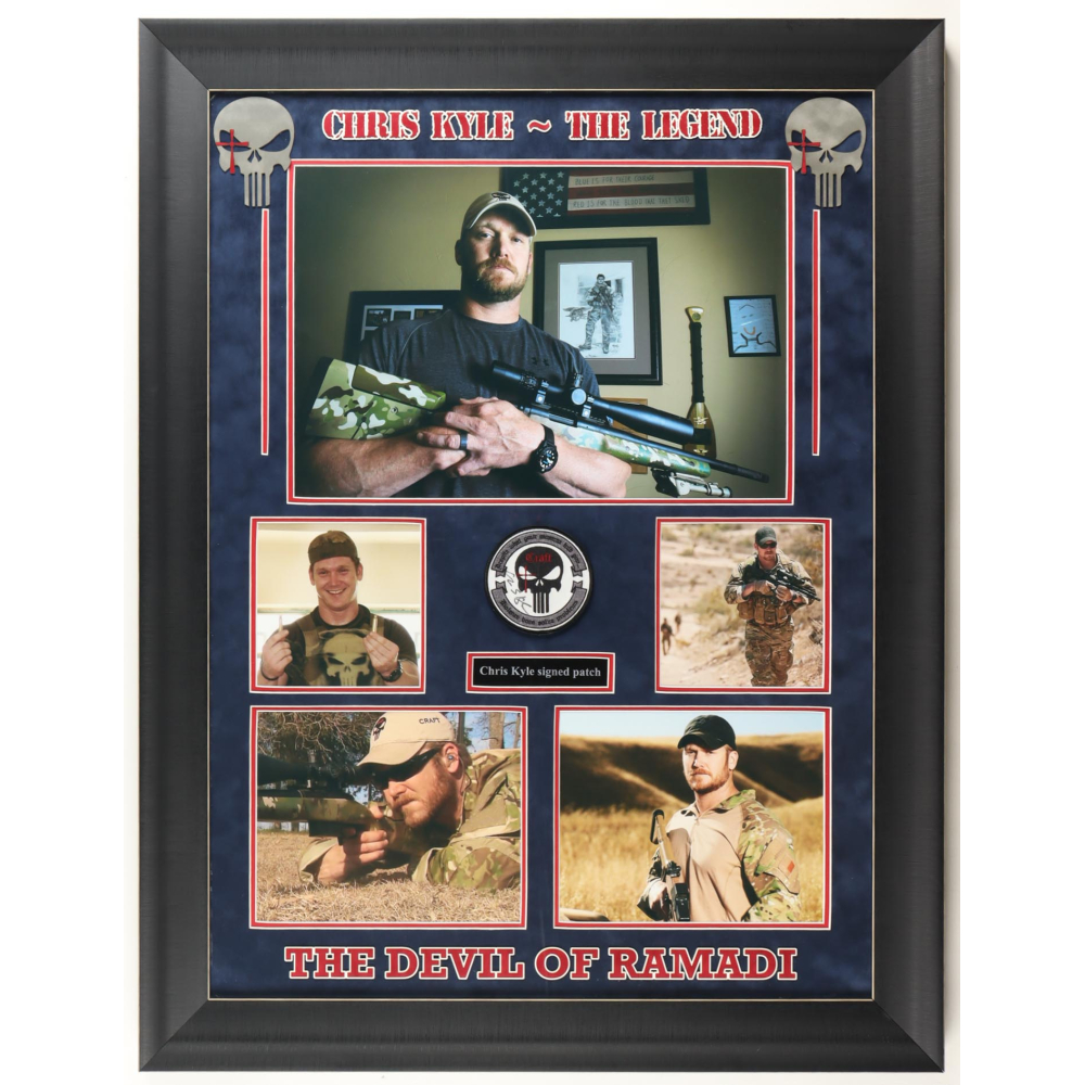 Chris Kyle Signed Navy Seal American Sniper "Punisher" Custom Framed Patch Display (JSA) at PristineAuction.com