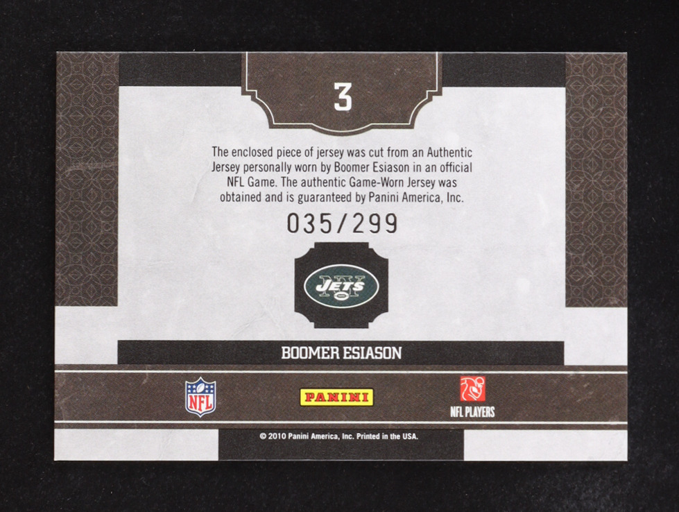 Boomer Esiason 2010 Panini Classics Singles Jerseys #3 #035/299 at PristineAuction.com Boomer Esiason 2010 Panini Classics Singles Jerseys #3 #035/299 at PristineAuction.com