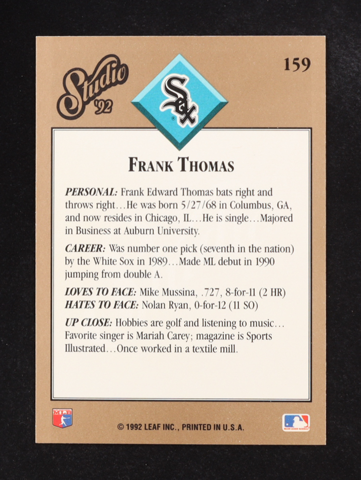 Frank Thomas 1992 Studio #159 at PristineAuction.com Frank Thomas 1992 Studio #159 at PristineAuction.com