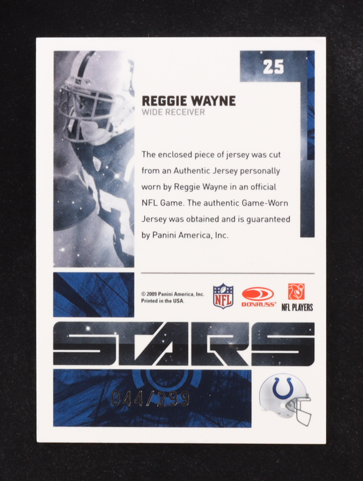 Reggie Wayne 2009 Panini Donruss Elite Stars #25 #044/299 at PristineAuction.com Reggie Wayne 2009 Panini Donruss Elite Stars #25 #044/299 at PristineAuction.com