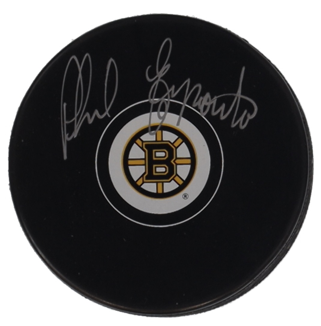 Phil Esposito Signed Bruins Logo Hockey Puck (Schwartz) at PristineAuction.com Phil Esposito Signed Bruins Logo Hockey Puck (Schwartz) at PristineAuction.com
