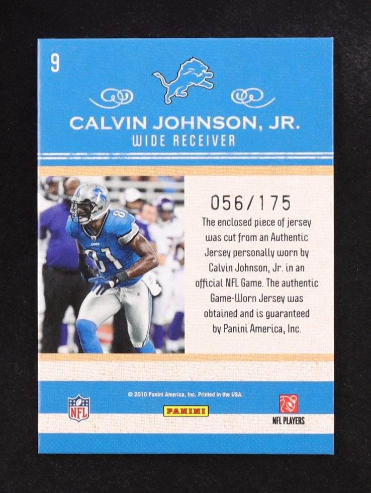 Calvin Johnson Jr. 2010 Panini Dress Code Classics #9 #056/175 at PristineAuction.com Calvin Johnson Jr. 2010 Panini Dress Code Classics #9 #056/175 at PristineAuction.com