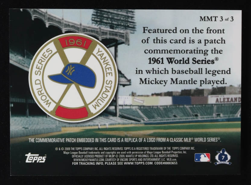 Mickey Mantle 2009 Topps Factory Set Target Mantle World Series Patch #3 1961 at PristineAuction.com Mickey Mantle 2009 Topps Factory Set Target Mantle World Series Patch #3 1961 at PristineAuction.com