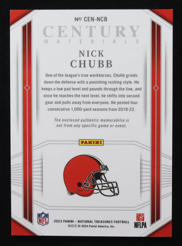 Nick Chubb 2023 Panini National Treasures Century Materials #78 #27/99 at PristineAuction.com Nick Chubb 2023 Panini National Treasures Century Materials #78 #27/99 at PristineAuction.com