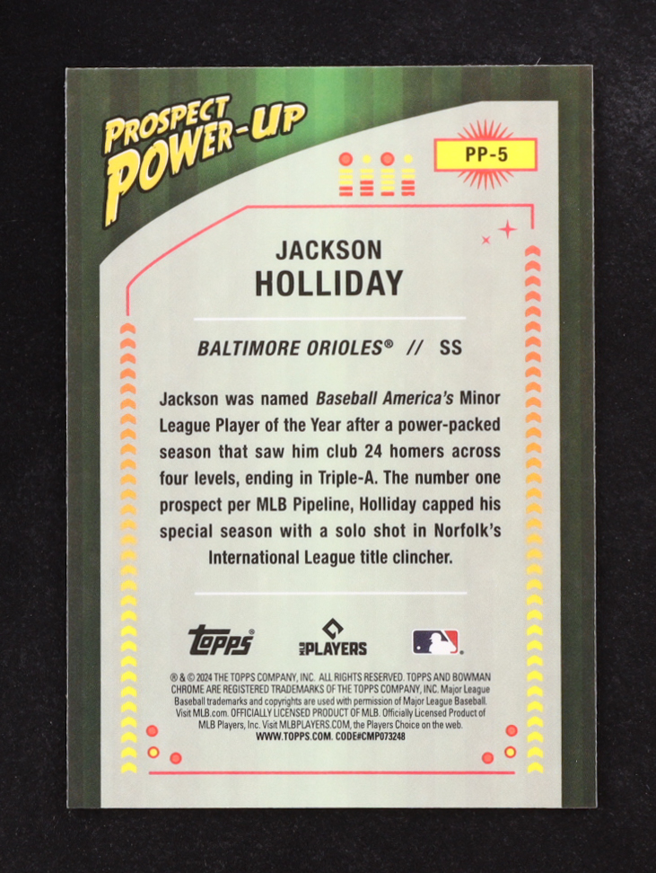 Jackson Holliday 2024 Bowman Chrome Prospect Power-Up #PP5 RC at PristineAuction.com Jackson Holliday 2024 Bowman Chrome Prospect Power-Up #PP5 RC at PristineAuction.com