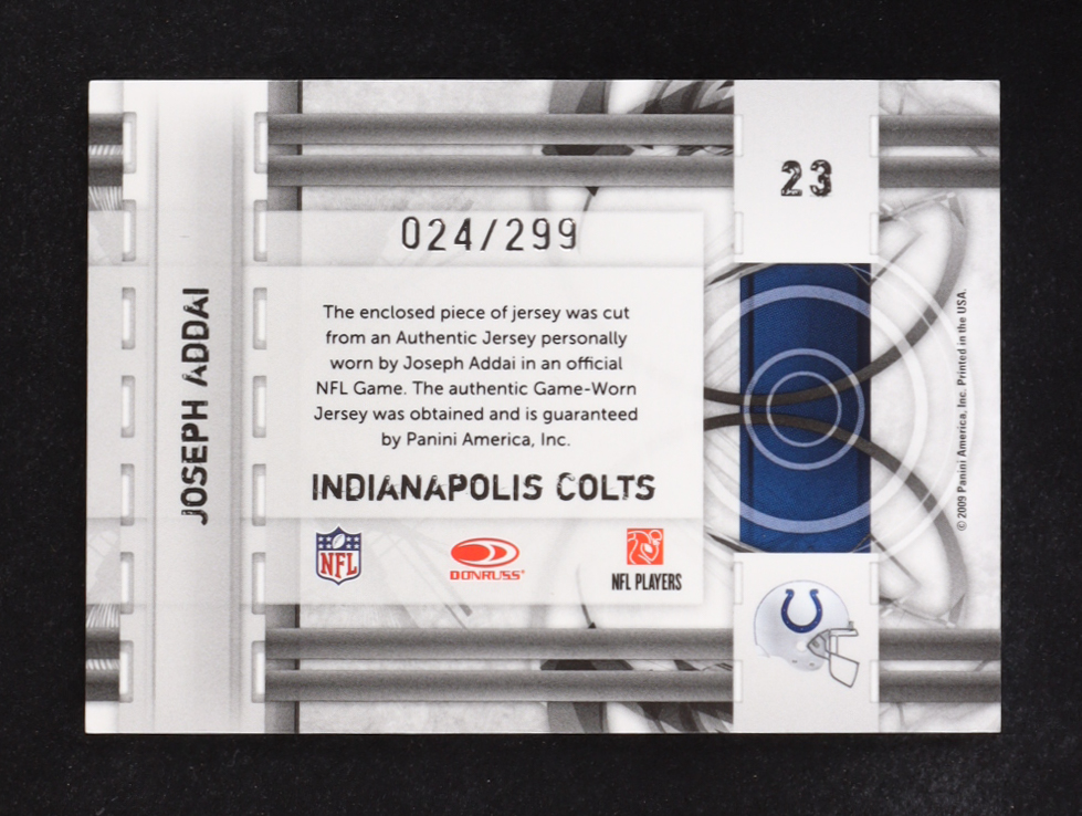 Joseph Addai 2009 Donruss Elite Prime Targets #23 #024/299 at PristineAuction.com Joseph Addai 2009 Donruss Elite Prime Targets #23 #024/299 at PristineAuction.com