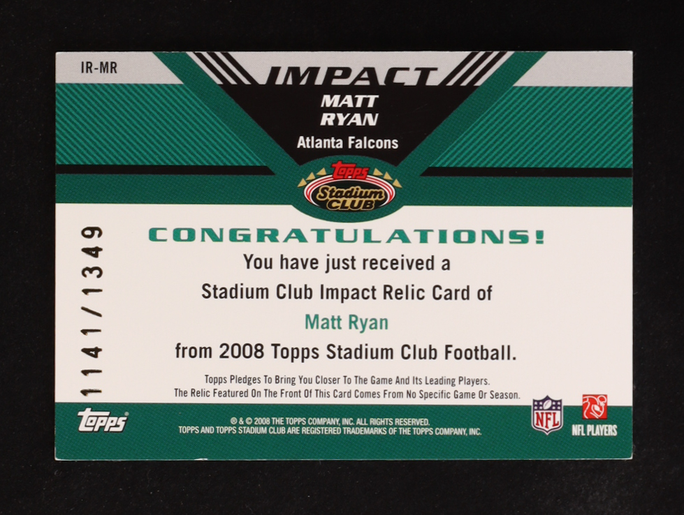Matt Ryan 2009 Topps Stadium Club Impact #IR-MR #1141/1349 at PristineAuction.com Matt Ryan 2009 Topps Stadium Club Impact #IR-MR #1141/1349 at PristineAuction.com