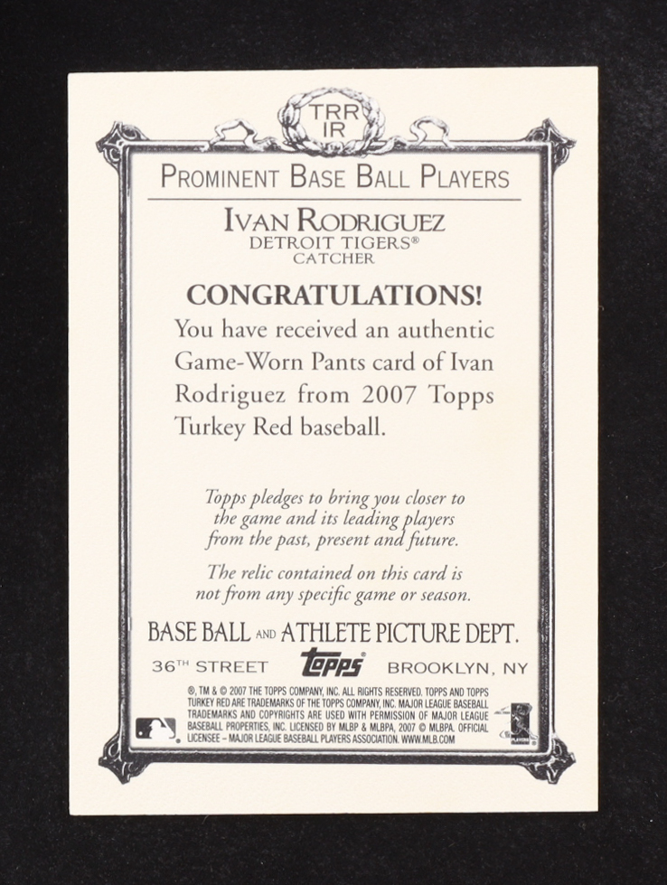 Ivan Rodriguez 2007 Topps Turkey Red #IR at PristineAuction.com Ivan Rodriguez 2007 Topps Turkey Red #IR at PristineAuction.com