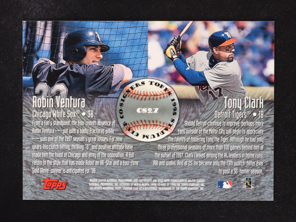 Tony Clark / Robin Ventura 1998 Stadium Club Co-Signers #CS27 at PristineAuction.com Tony Clark / Robin Ventura 1998 Stadium Club Co-Signers #CS27 at PristineAuction.com