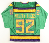 "The Mighty Ducks" Cast-Signed Jersey by (8) with Aaron Schwartz, Jane Plank, Matt Doherty With Character Name Inscriptions (Beckett) at PristineAuction.com