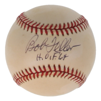 Bob Feller Signed OAL Baseball Inscribed "H.O.F. 62" (Beckett) at PristineAuction.com