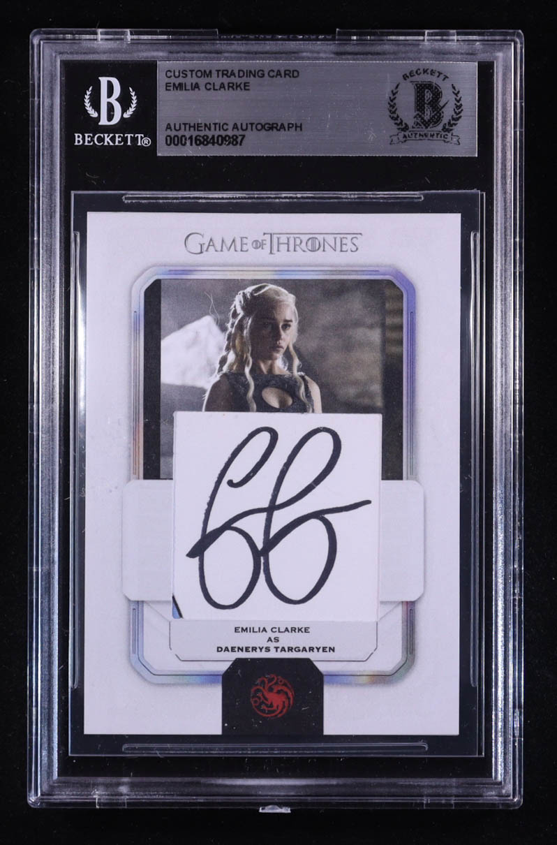 Emilia Clarke Signed Custom Game Of Thrones Trading Card (BGS) at PristineAuction.com Emilia Clarke Signed Custom Game Of Thrones Trading Card (BGS) at PristineAuction.com