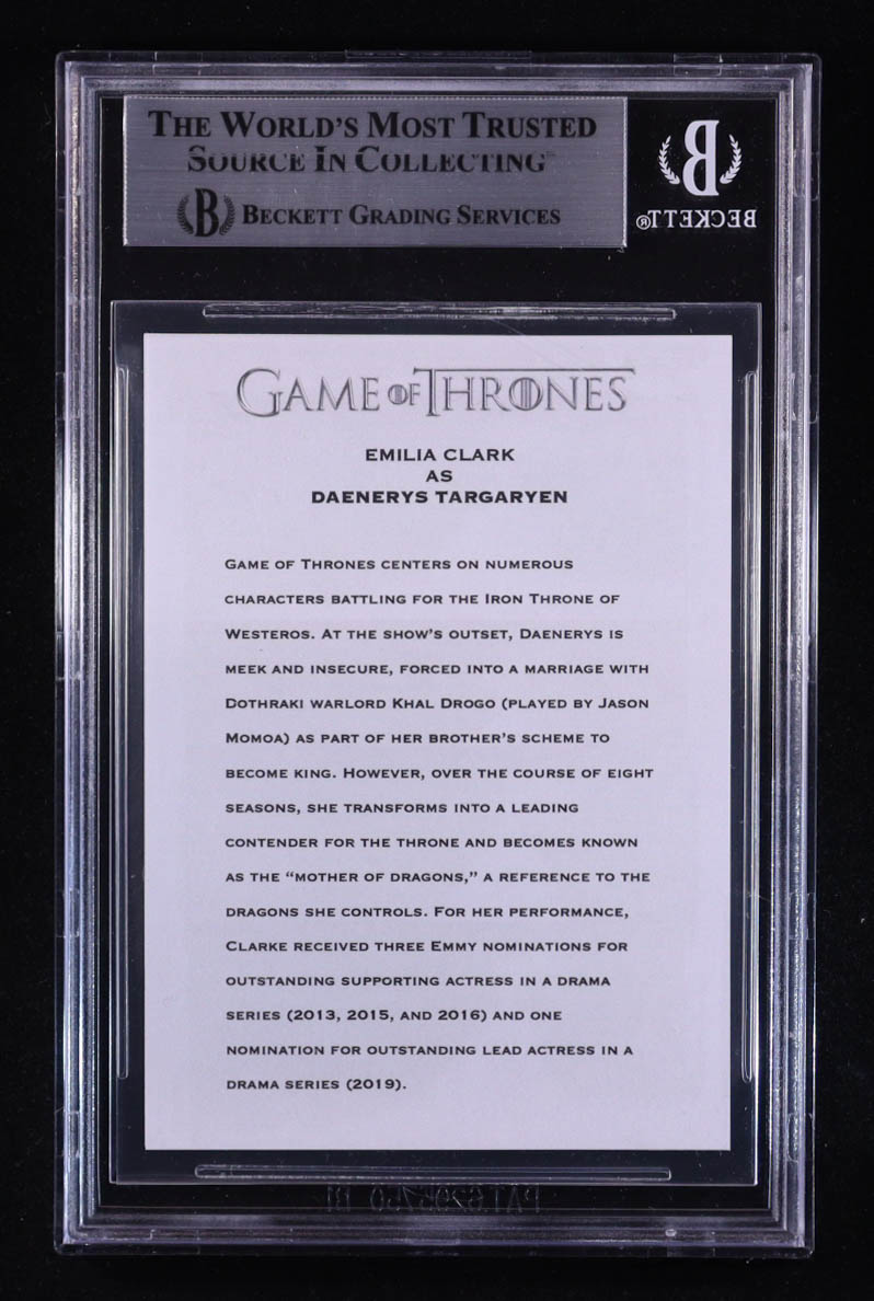 Emilia Clarke Signed Custom Game Of Thrones Trading Card (BGS) at PristineAuction.com Emilia Clarke Signed Custom Game Of Thrones Trading Card (BGS) at PristineAuction.com