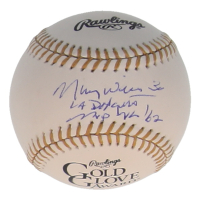 Maury Wills Signed Gold Glove Award Baseball Inscribed "LA Dodgers MVP NL '62" (Beckett) at PristineAuction.com