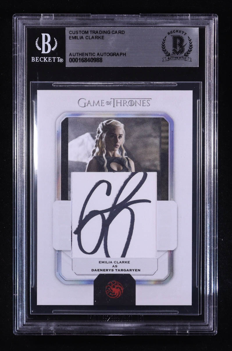 Emilia Clarke Signed Custom Game Of Thrones Trading Card (BGS) at PristineAuction.com Emilia Clarke Signed Custom Game Of Thrones Trading Card (BGS) at PristineAuction.com