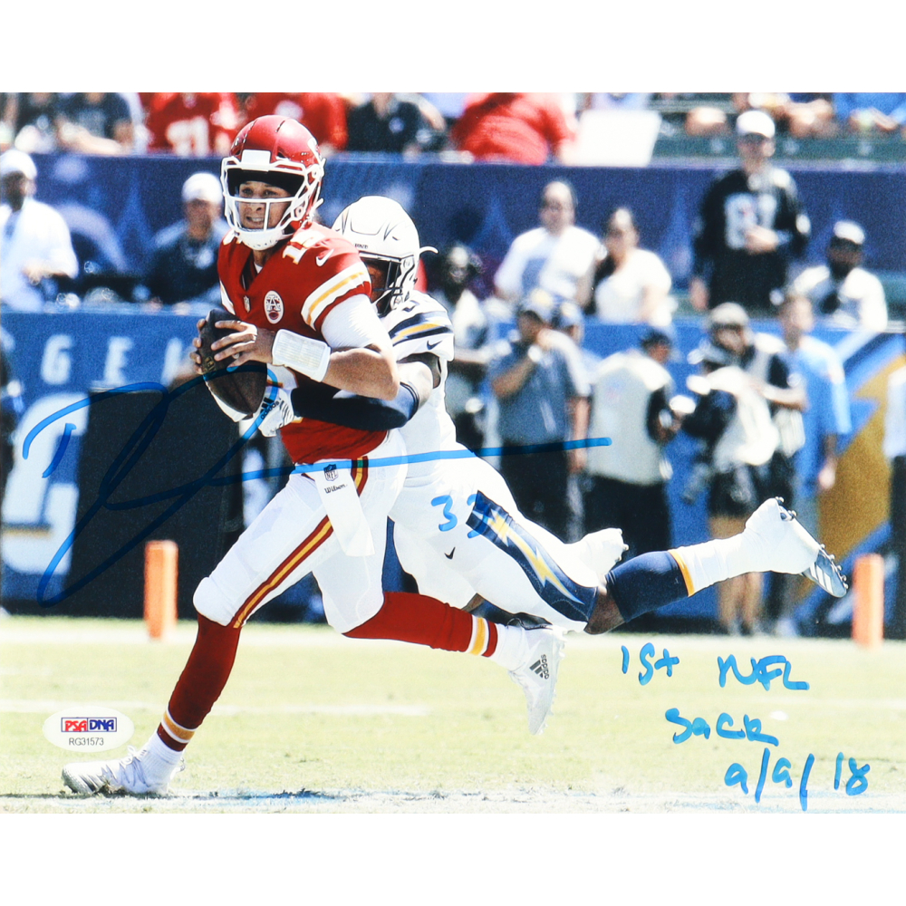 Derwin James Signed Chargers 8x10 Photo Inscribed "1st NFL Sack" & "9/9/18" (PSA) at PristineAuction.com