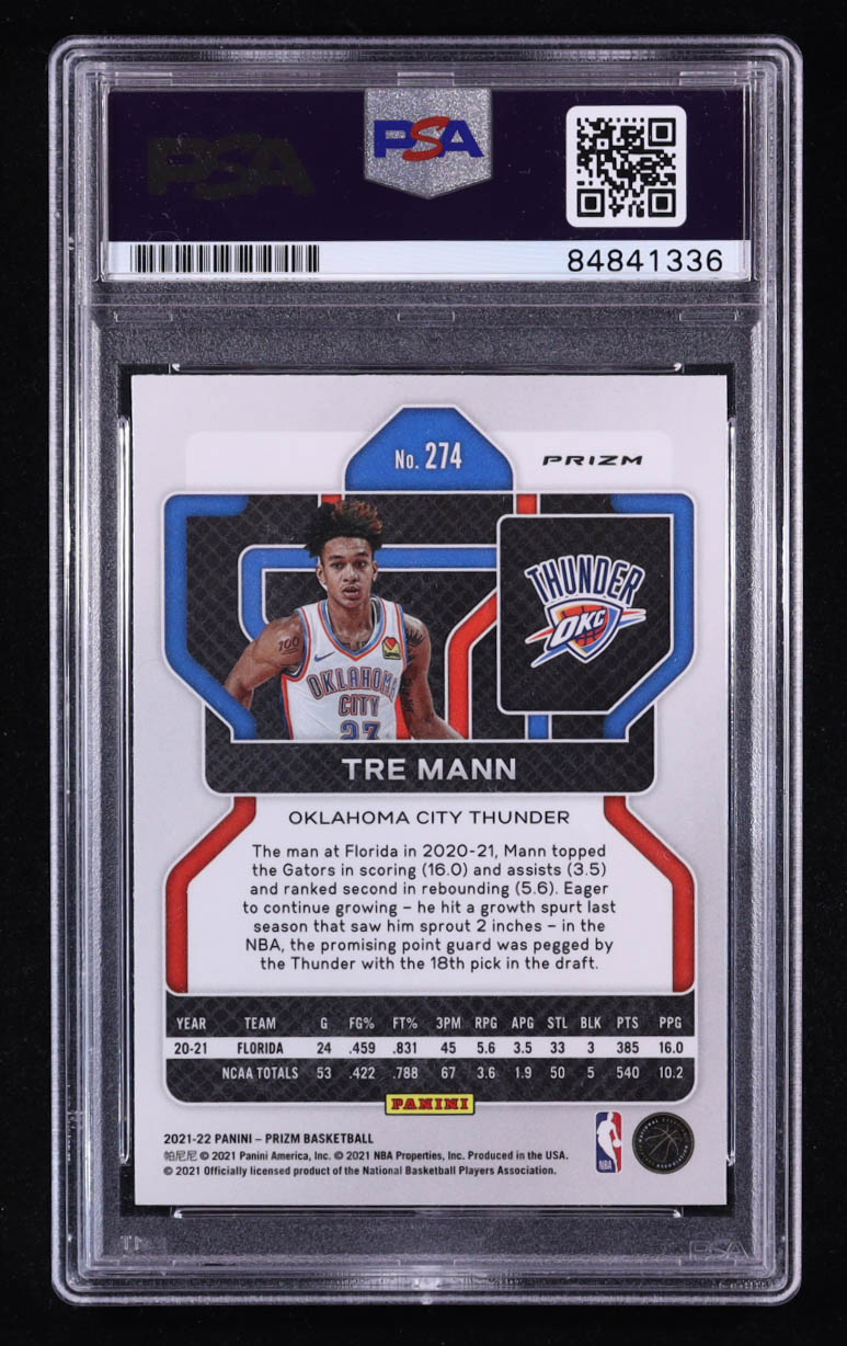 Tre Mann Signed 2021-22 Panini Prizm Prizms NBA 75th Anniversary #274 RC (PSA Authentic) at PristineAuction.com Tre Mann Signed 2021-22 Panini Prizm Prizms NBA 75th Anniversary #274 RC (PSA Authentic) at PristineAuction.com