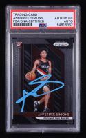 Anfernee Simons Signed 2018-19 Panini Prizm #61 RC (PSA Authentic) at PristineAuction.com