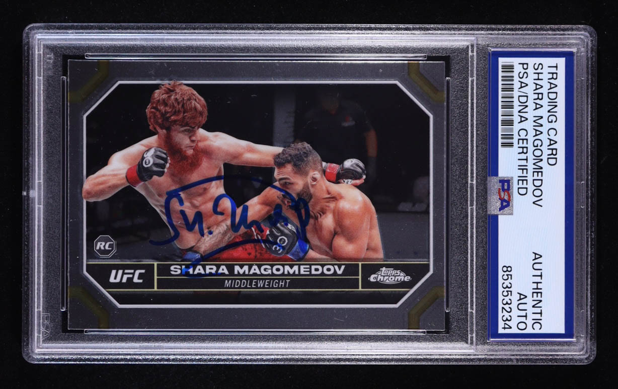 Shara Magomedov Signed 2024 Topps Chrome UFC #141 RC (PSA Authentic) at PristineAuction.com Shara Magomedov Signed 2024 Topps Chrome UFC #141 RC (PSA Authentic) at PristineAuction.com