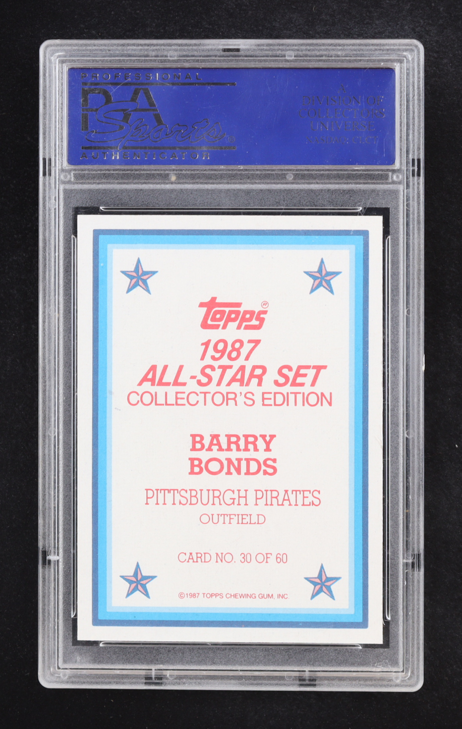 Barry Bonds 1987 Topps All Star #30 RC (PSA 9) at PristineAuction.com Barry Bonds 1987 Topps All Star #30 RC (PSA 9) at PristineAuction.com