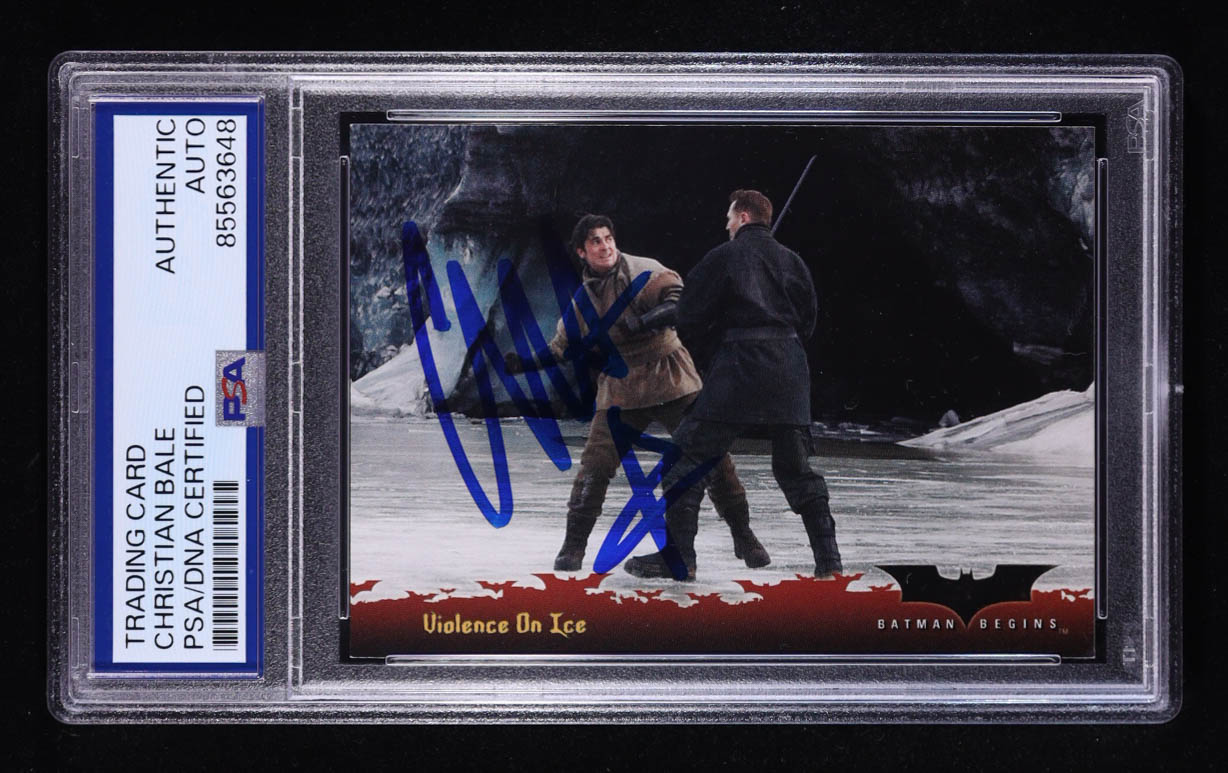 Christian Bale Signed 2005 Topps Batman Begins Movie #26 Violence on Ice (PSA Authentic) at PristineAuction.com Christian Bale Signed 2005 Topps Batman Begins Movie #26 Violence on Ice (PSA Authentic) at PristineAuction.com