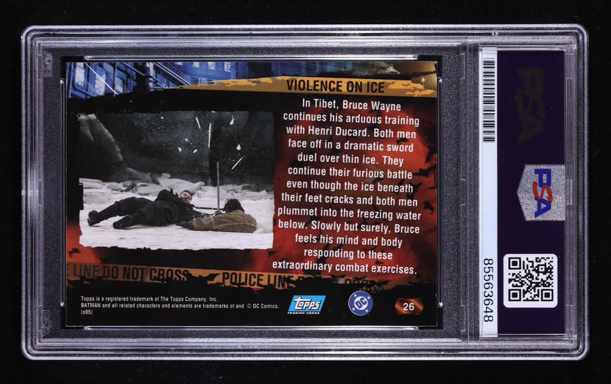 Christian Bale Signed 2005 Topps Batman Begins Movie #26 Violence on Ice (PSA Authentic) at PristineAuction.com Christian Bale Signed 2005 Topps Batman Begins Movie #26 Violence on Ice (PSA Authentic) at PristineAuction.com