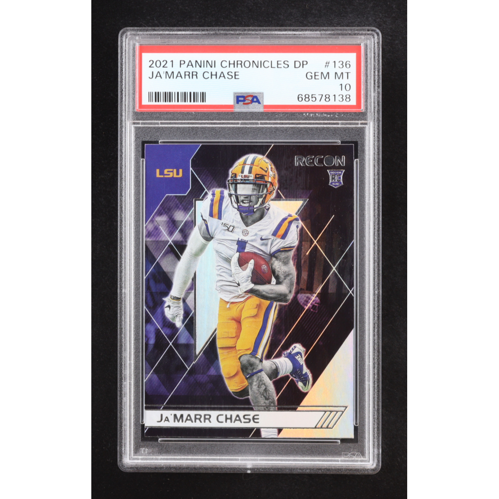Ja'Marr Chase 2021 Panini Chronicles DP Recon #136 RC (PSA 10) at PristineAuction.com Ja'Marr Chase 2021 Panini Chronicles DP Recon #136 RC (PSA 10) at PristineAuction.com