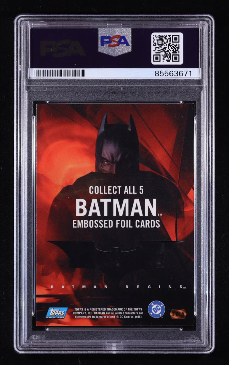Christian Bale Signed 2005 Topps Batman Begins Movie Embossed Foil #3 Batman BLUE (PSA Authentic) at PristineAuction.com Christian Bale Signed 2005 Topps Batman Begins Movie Embossed Foil #3 Batman BLUE (PSA Authentic) at PristineAuction.com