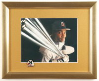 "Tony Gwynn with His 8 Silver Slugger Bats" Custom Framed Photo Display with Vintage Gwynn 8x Batting Champ Pin at PristineAuction.com