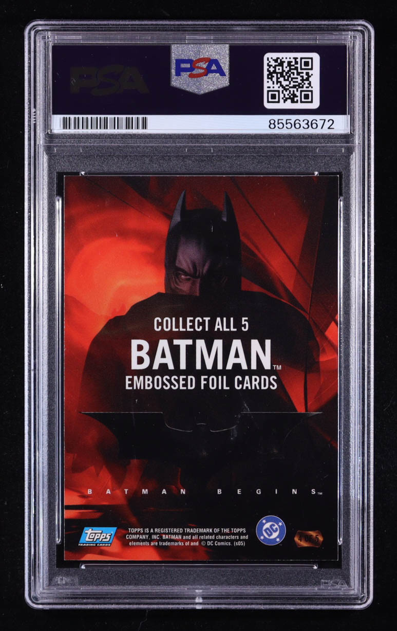 Christian Bale Signed 2005 Topps Batman Begins Movie Embossed Foil #4 Batman facing his left GREEN (PSA Authentic) at PristineAuction.com Christian Bale Signed 2005 Topps Batman Begins Movie Embossed Foil #4 Batman facing his left GREEN (PSA Authentic) at PristineAuction.com