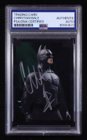 Christian Bale Signed 2005 Topps Batman Begins Movie Embossed Foil #4 Batman facing his left GREEN (PSA Authentic) at PristineAuction.com