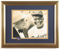 "Branch Rickey & Jackie Robinson" Custom Framed Photo Display with Jackie Robinson Pin at PristineAuction.com
