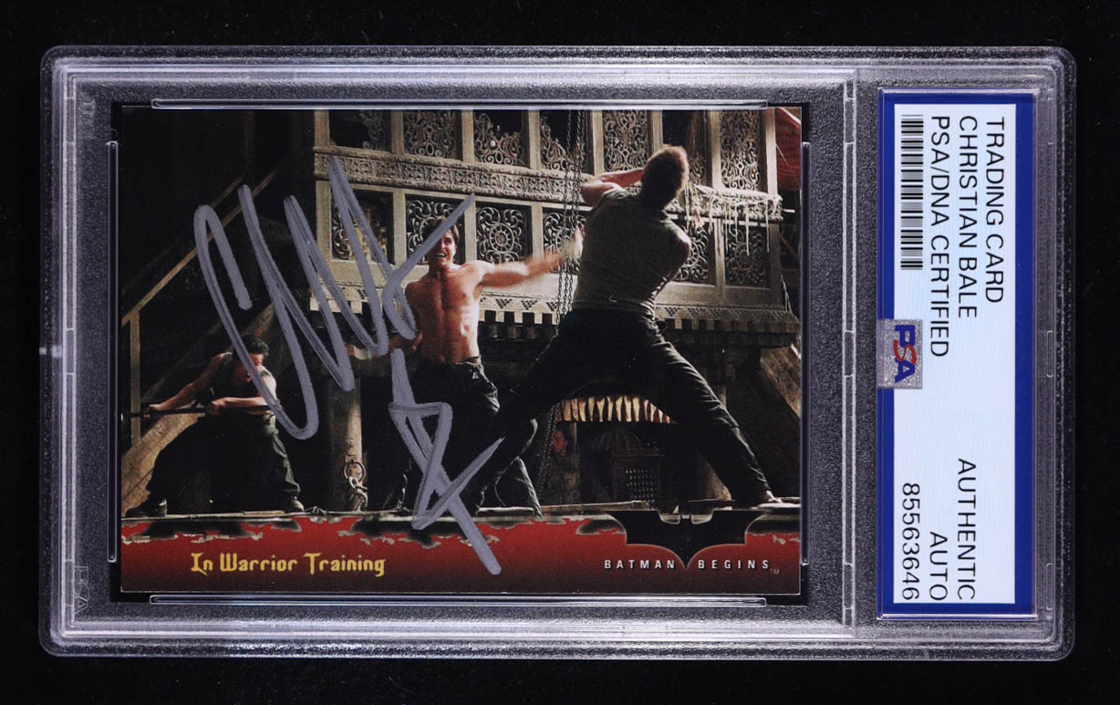 Christian Bale Signed 2005 Topps Batman Begins Movie #30 In Warrior Training (PSA Authentic) at PristineAuction.com Christian Bale Signed 2005 Topps Batman Begins Movie #30 In Warrior Training (PSA Authentic) at PristineAuction.com