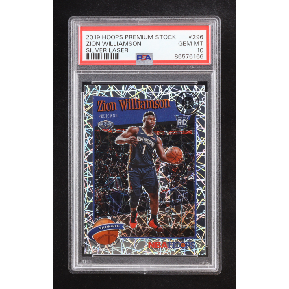 Zion Williamson 2019-20 Premium Stock Silver Laser #296 RC (PSA 10) at PristineAuction.com